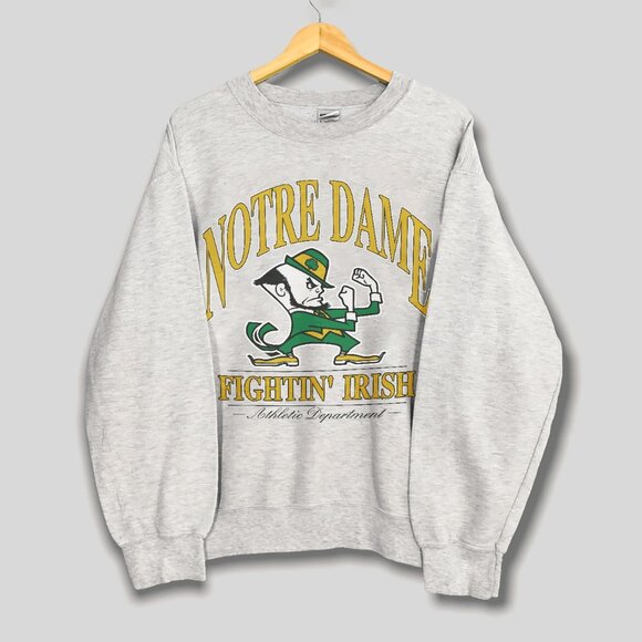 Vintage 90s University of Notre Dame Fighting Irish Sweatshirt, Notre Dame Shirt - Picture 1 of 2